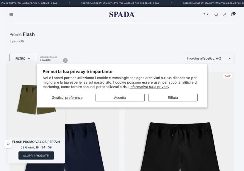 Schermata della pagina offerta di Spada Roma