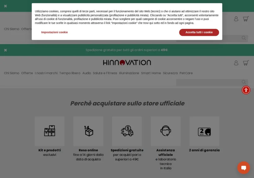 Schermata della pagina offerta di Hinnovation