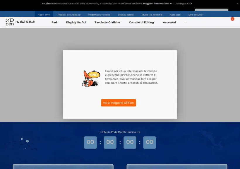 Schermata della pagina offerta di XP-Pen