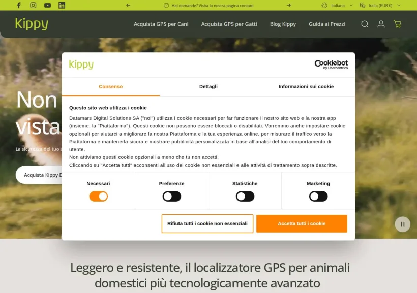 Schermata della pagina offerta di Kippy