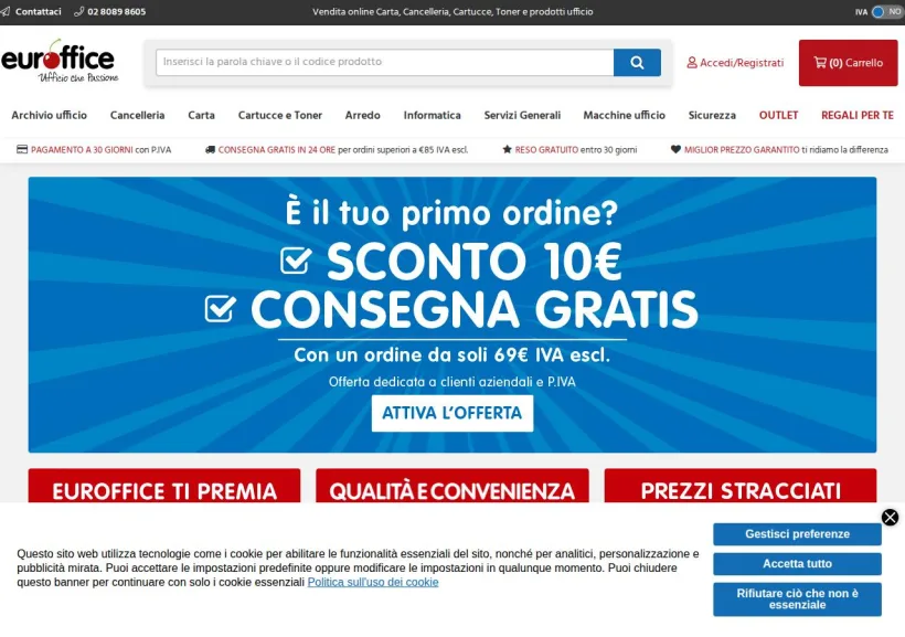 Schermata della pagina offerta di Euroffice