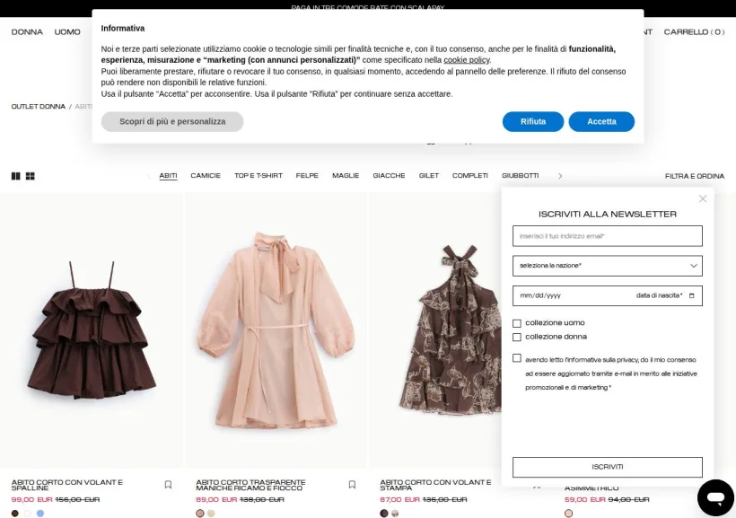 Schermata della pagina offerta di Imperial Fashion