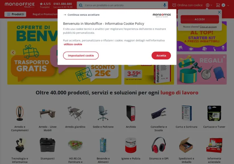 Schermata della pagina offerta di Mondoffice