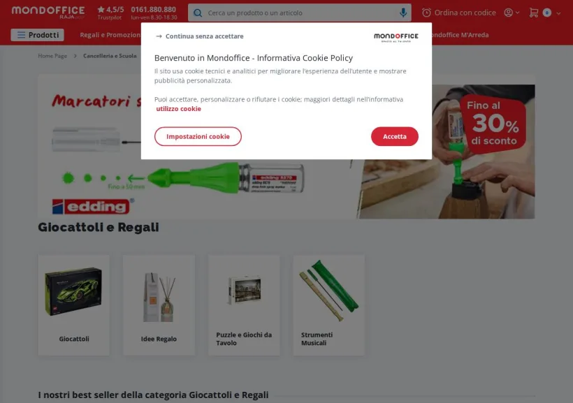Schermata della pagina offerta di Mondoffice
