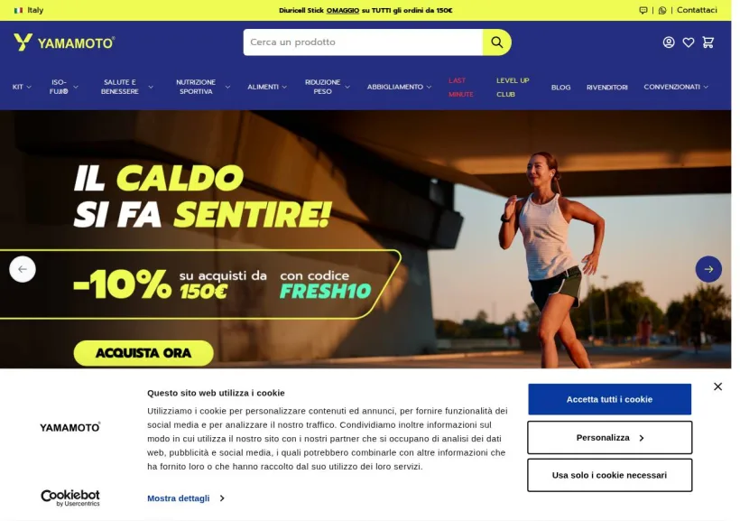 Schermata della pagina offerta di Yamamoto