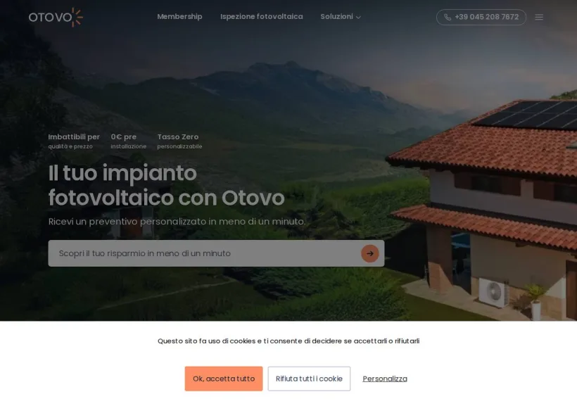 Schermata della pagina offerta di Otovo