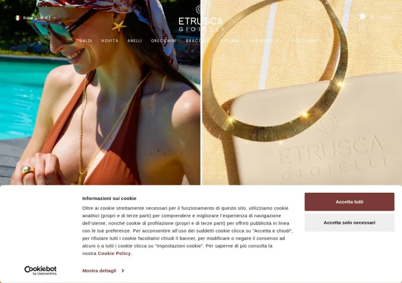 Schermata della pagina offerta di Etrusca Gioielli