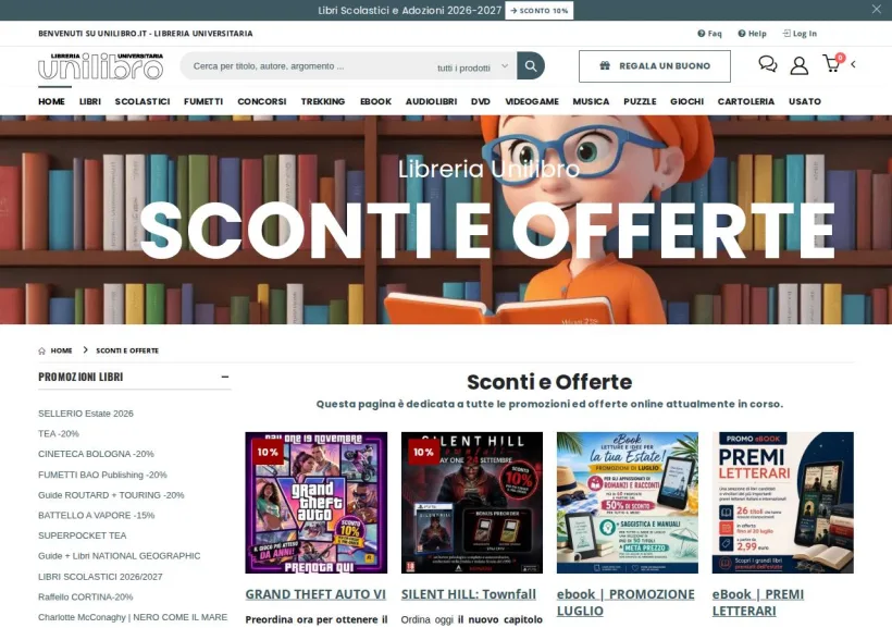 Schermata della pagina offerta di Unilibro