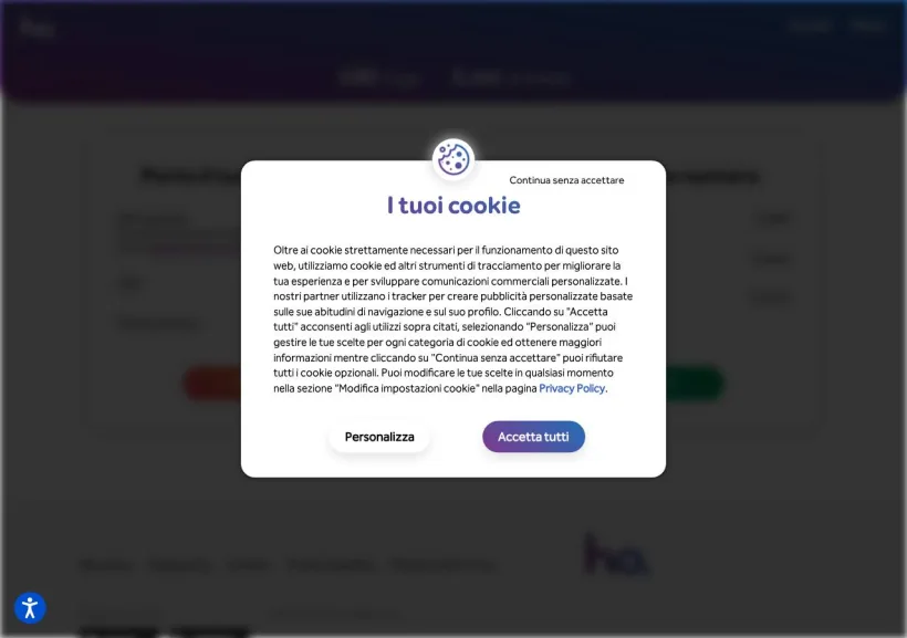 Schermata della pagina offerta di Ho.Mobile