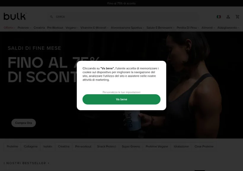 Schermata della pagina offerta di Bulk
