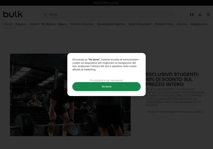 Schermata della pagina offerta di Bulk