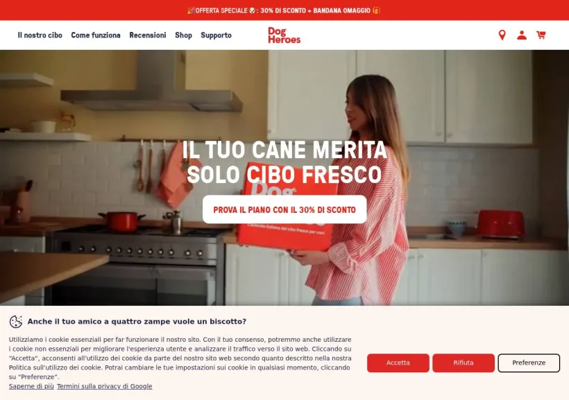 Schermata della pagina offerta di Dog Heroes
