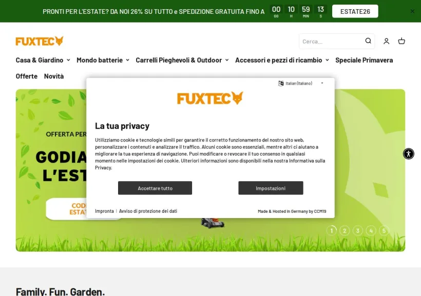 Schermata della pagina offerta di FUXTEC