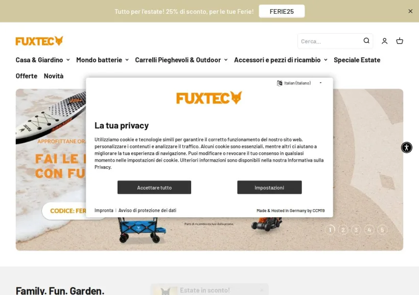 Schermata della pagina offerta di FUXTEC
