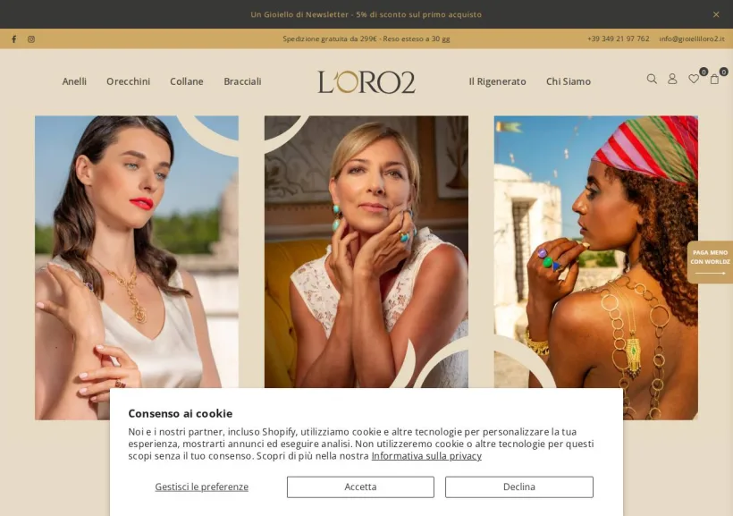 Schermata della pagina offerta di Gioielli Loro2