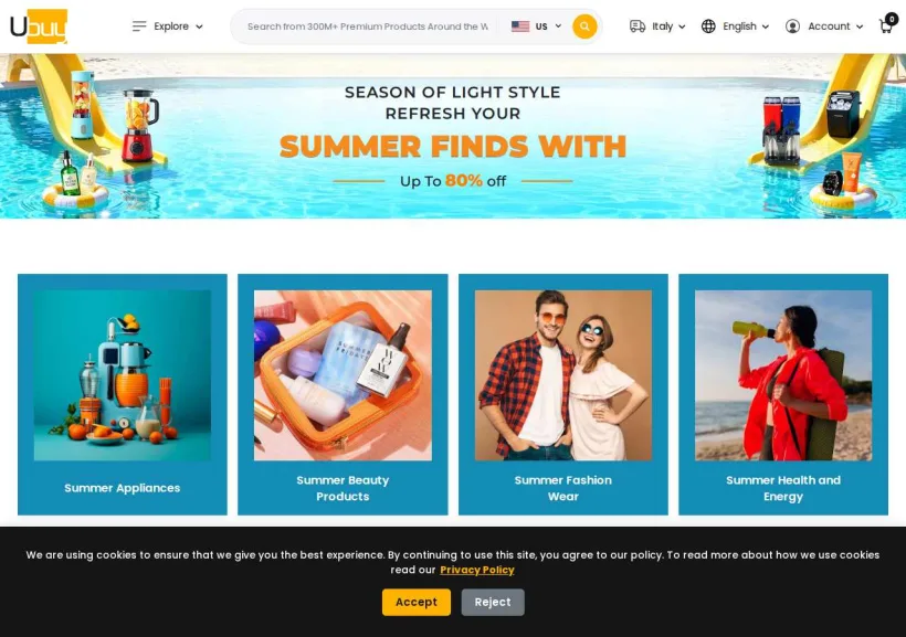 Schermata della pagina offerta di Ubuy
