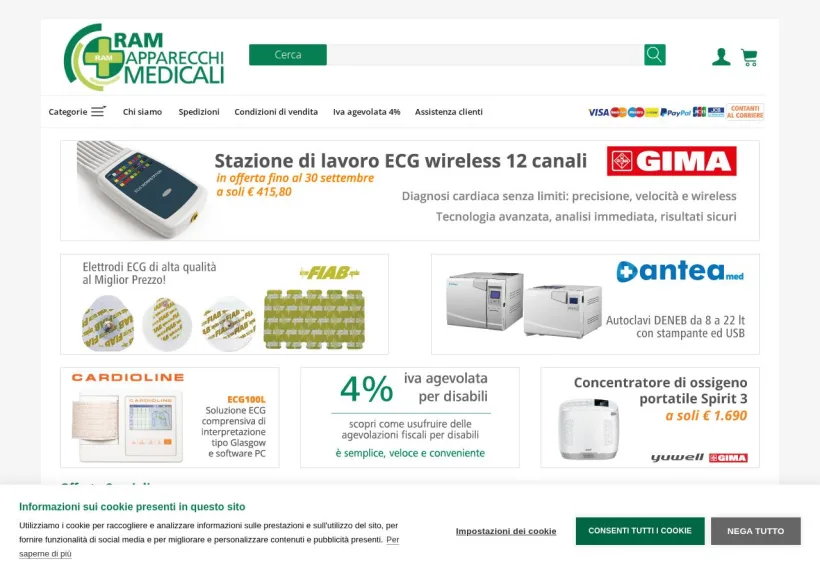 Schermata della pagina offerta di Elettromedicali