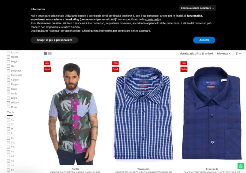 Schermata della pagina offerta di D'Urso Boutique