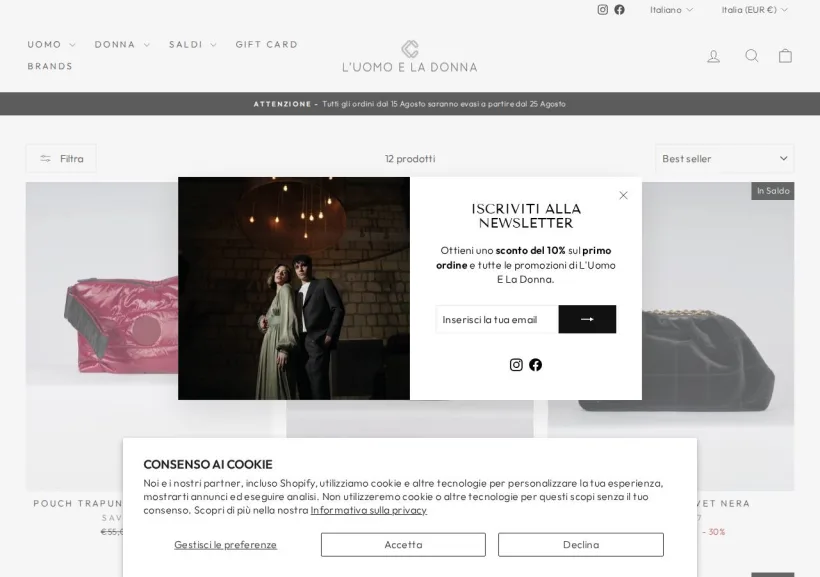 Schermata della pagina offerta di L'Uomo e La Donna