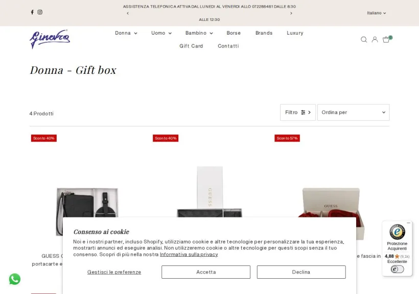 Schermata della pagina offerta di Ginevra Calzature