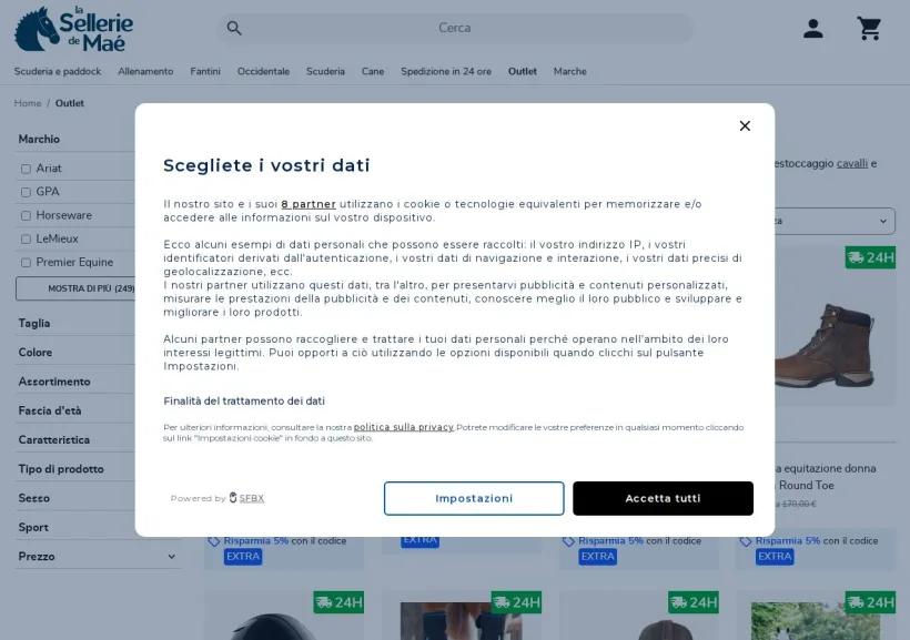 Schermata della pagina offerta di Selleriemae
