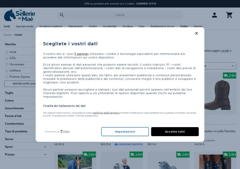 Schermata della pagina offerta di Selleriemae