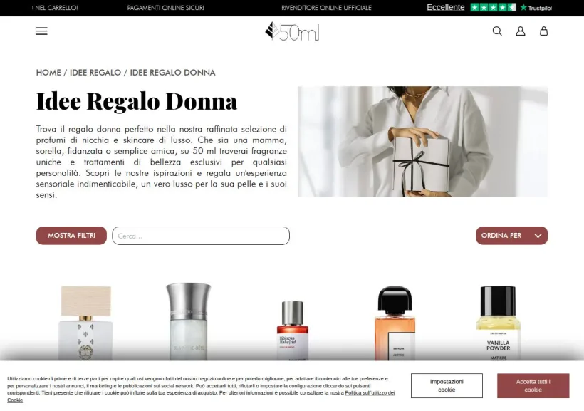 Schermata della pagina offerta di 50 ml