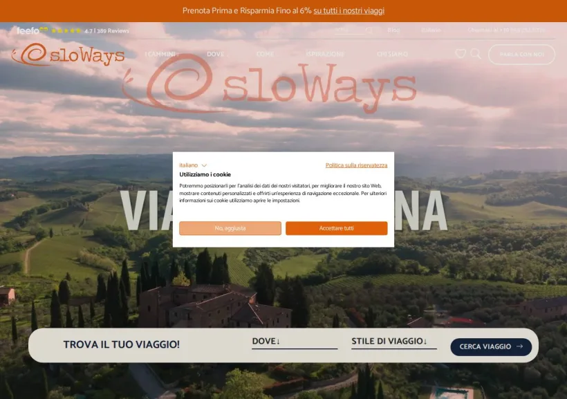 Schermata della pagina offerta di sloWays