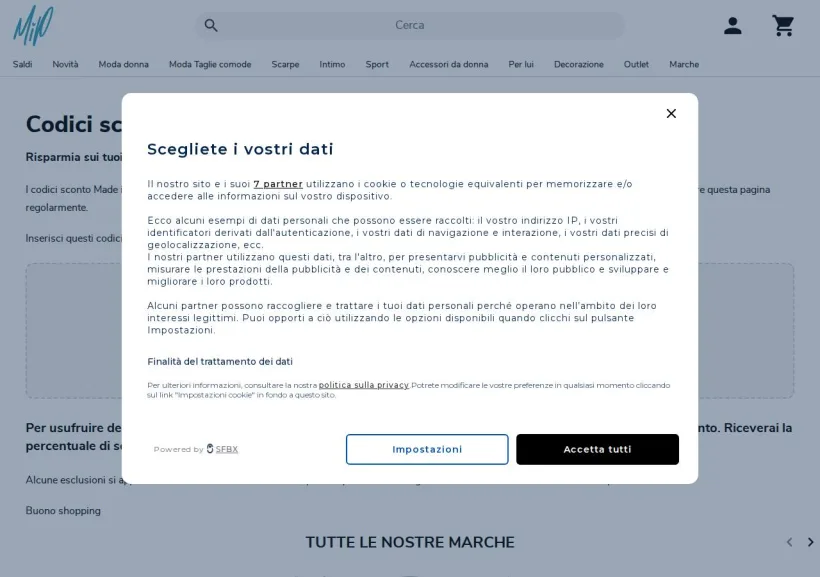 Schermata della pagina offerta di Made in Paradis
