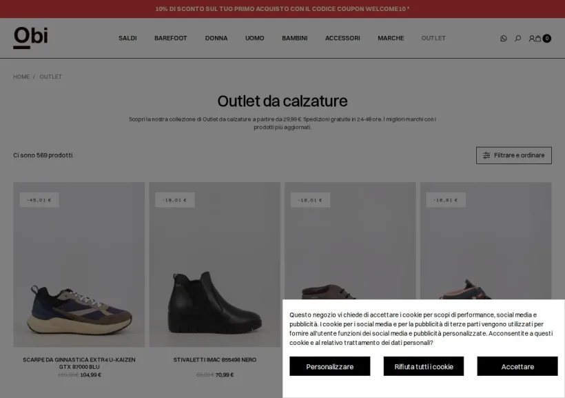Schermata della pagina offerta di OBI