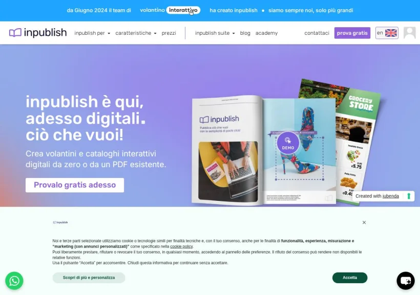 Schermata della pagina offerta di Inpublish