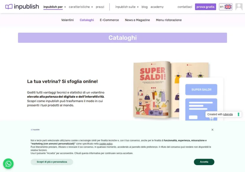 Schermata della pagina offerta di Inpublish