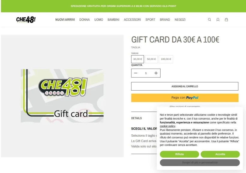 Schermata della pagina offerta di Che48!