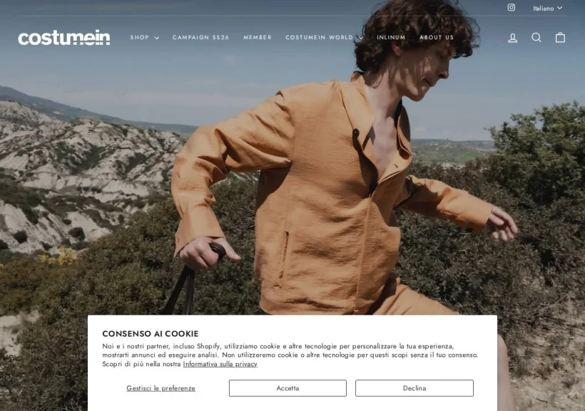 Schermata della pagina offerta di Costumein