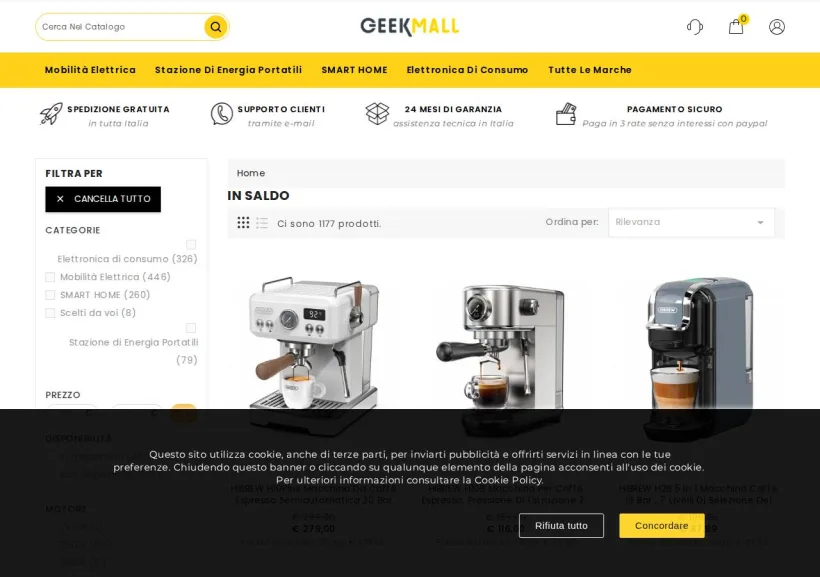 Schermata della pagina offerta di GeekMall