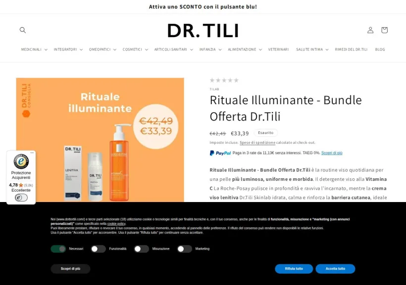 Schermata della pagina offerta di Farmacia Tili