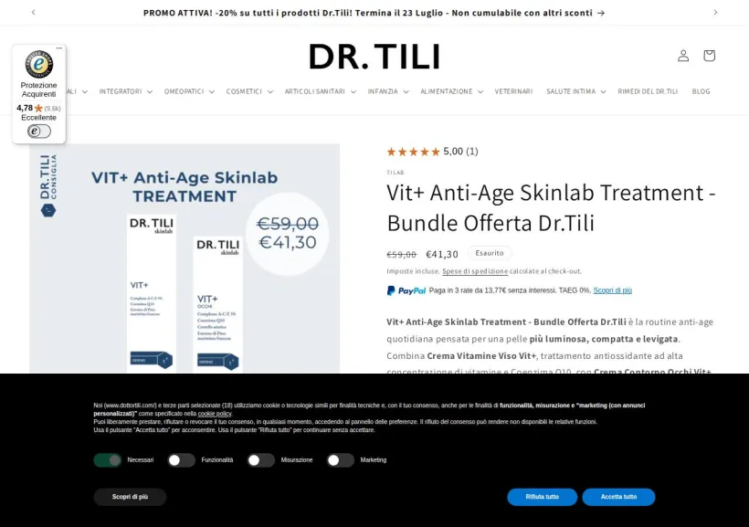 Schermata della pagina offerta di Farmacia Tili