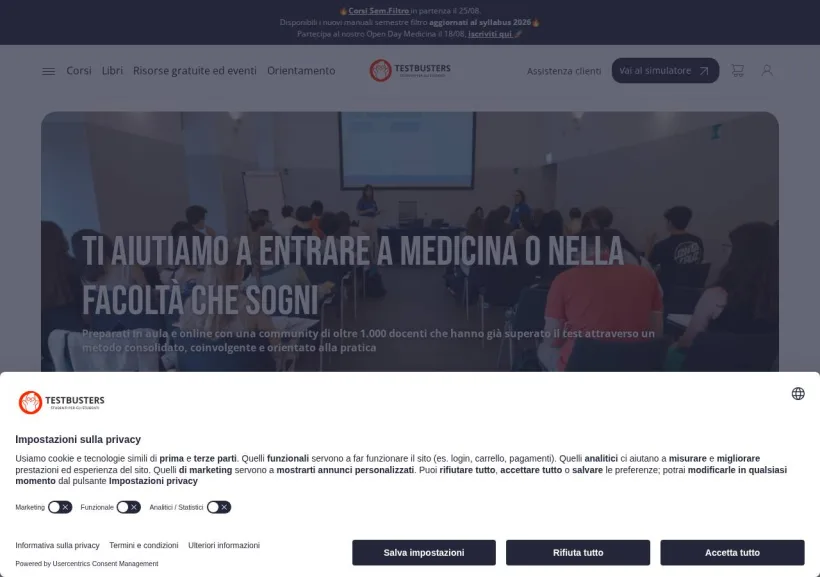 Schermata della pagina offerta di Testbusters