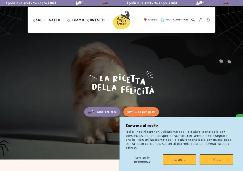 Schermata della pagina offerta di Hygge petfood