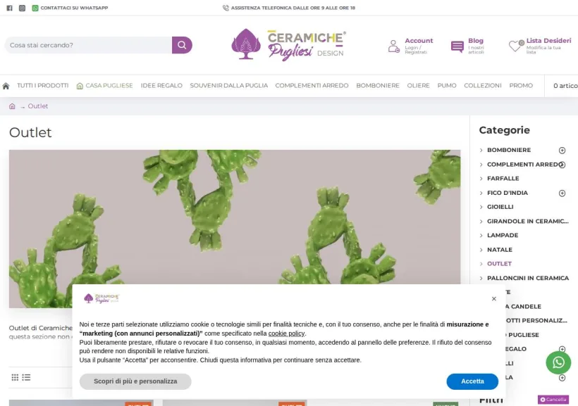 Schermata della pagina offerta di Ceramiche Pugliesi Design