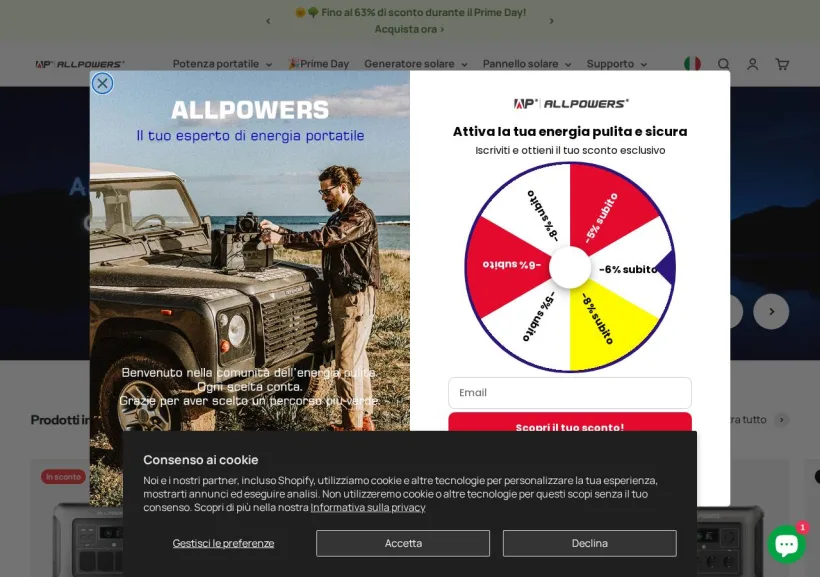 Schermata della pagina offerta di ALLPOWERS