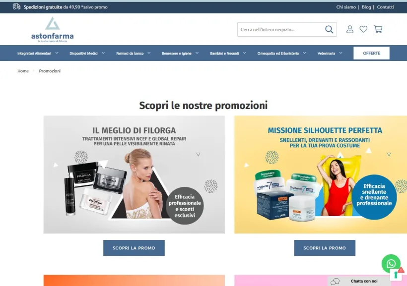 Schermata della pagina offerta di Astonfarma