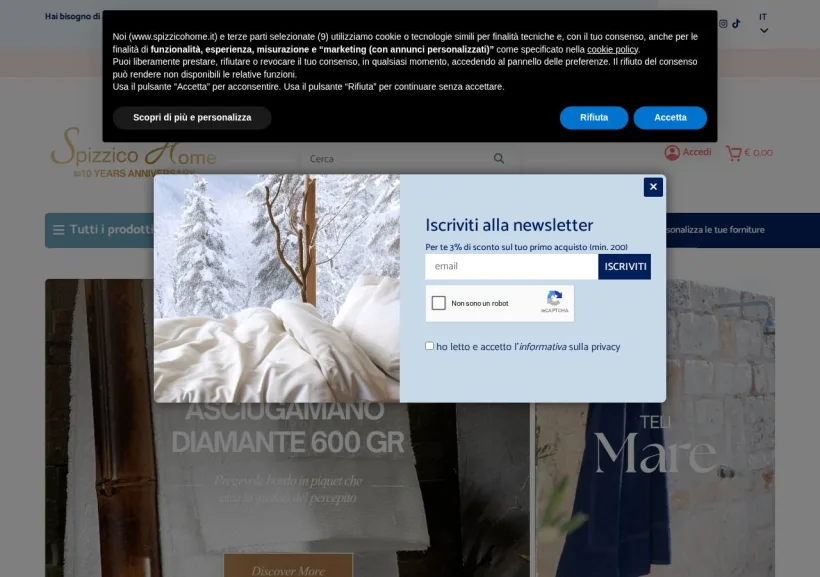 Schermata della pagina offerta di Spizzico Home