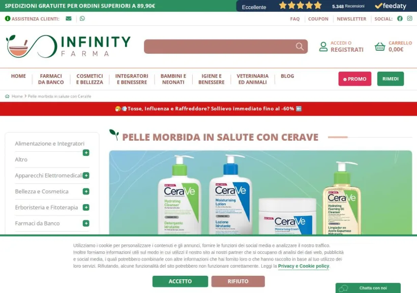 Schermata della pagina offerta di Infinity Farma