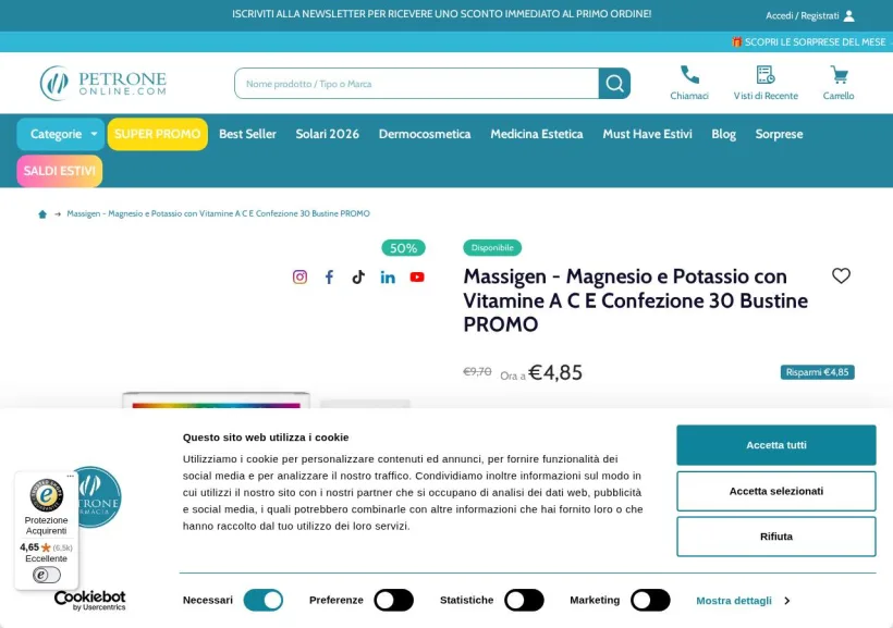 Schermata della pagina offerta di Farmacia Petrone