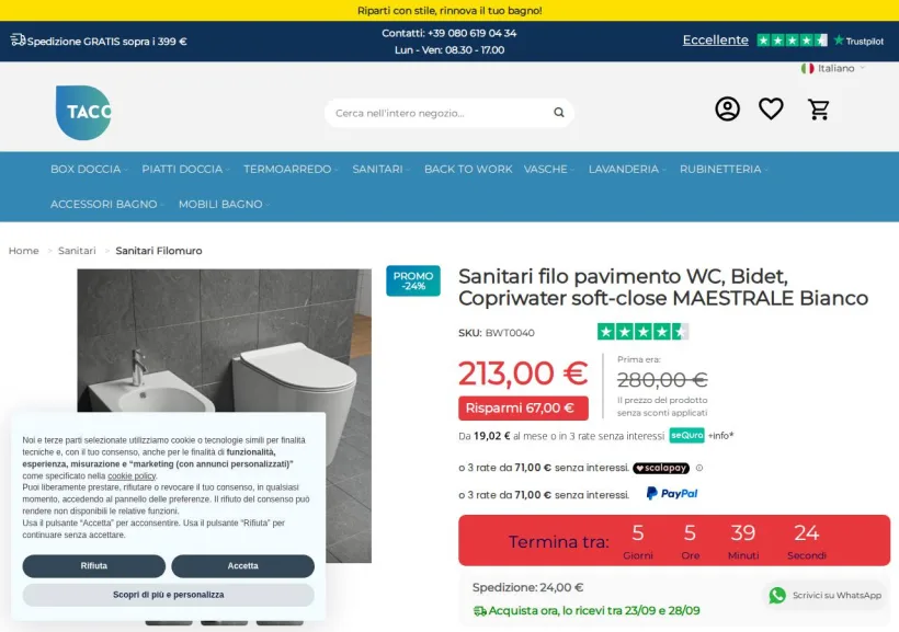 Schermata della pagina offerta di Taco Shop