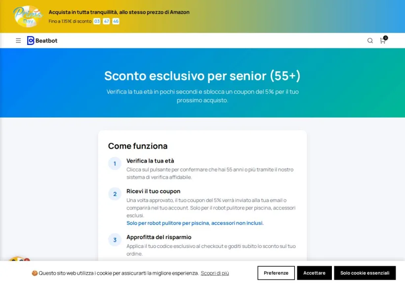 Schermata della pagina offerta di Beatbot