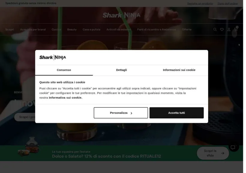 Schermata della pagina offerta di Ninja Kitchen
