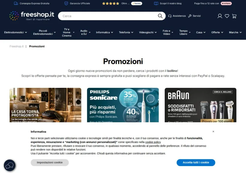 Schermata della pagina offerta di Freeshop