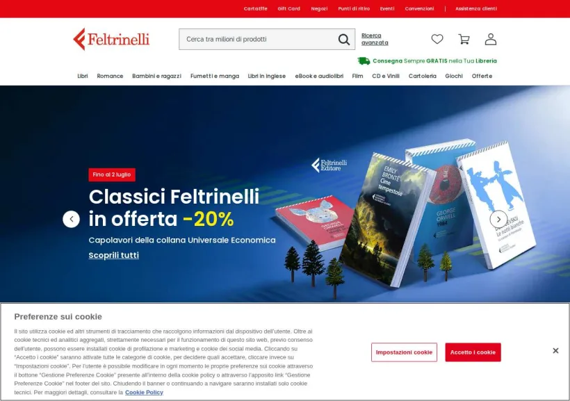 Schermata della pagina offerta di La Feltrinelli